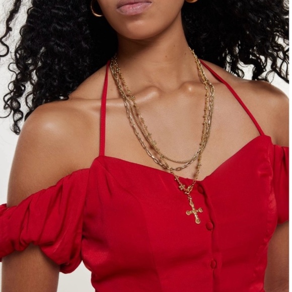 Urban Outfitters Kimchi Blue Off-the-Shoulder Red Mini Dress 🍒❤️ - Picture 2 of 8